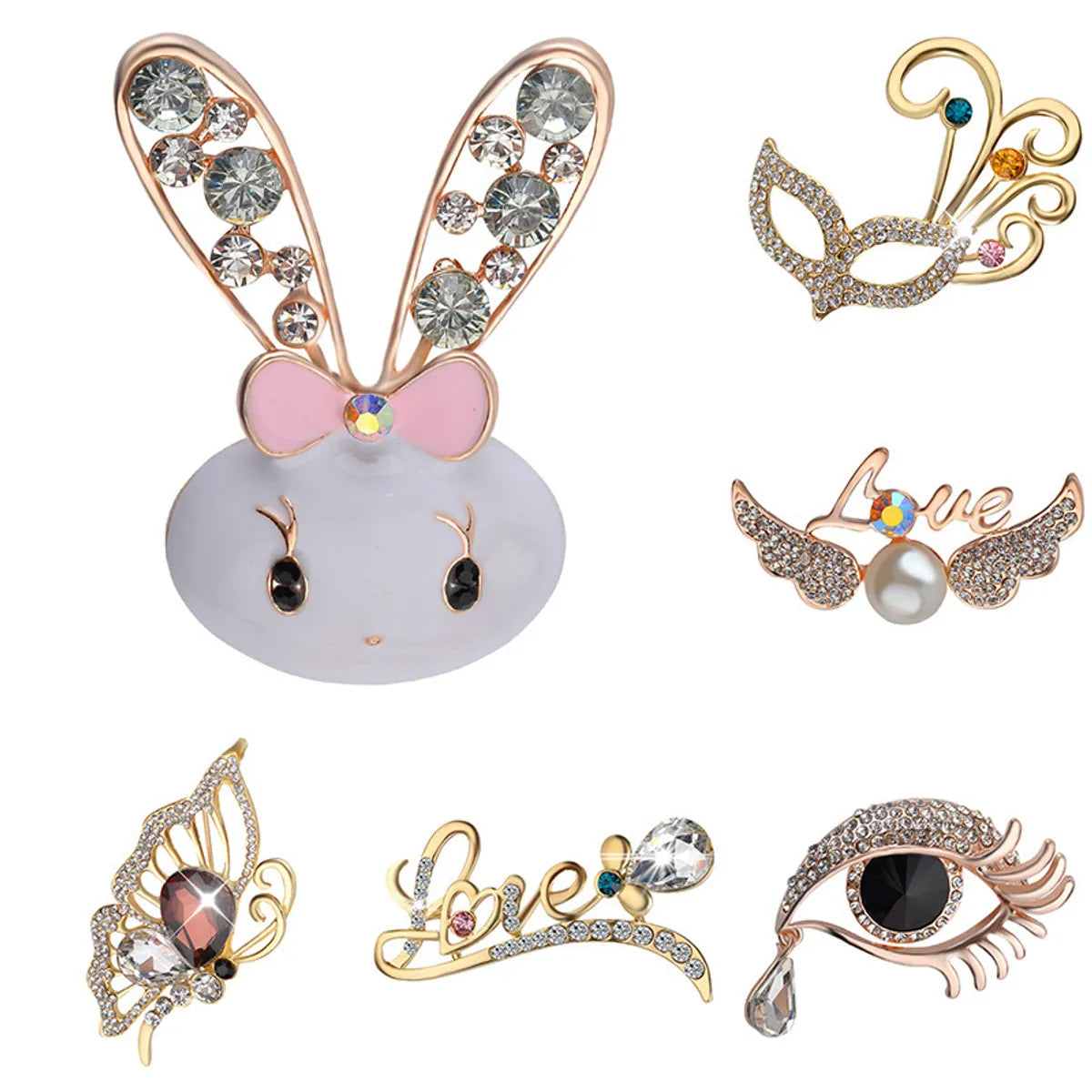 Fashion Letter Butterfly Alloy Inlay Rhinestones Women'S Brooches