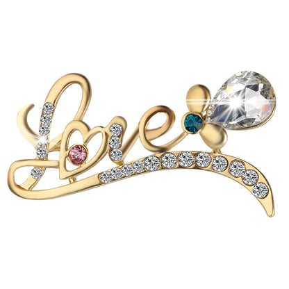 Fashion Letter Butterfly Alloy Inlay Rhinestones Women'S Brooches