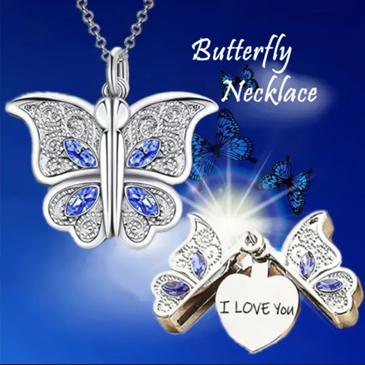 Fashion Letter Butterfly Alloy Inlay Women's Pendant Necklace 1 Piece