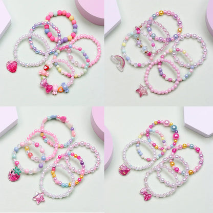 Fashion Letter Butterfly Plastic Beaded Kid'S Bracelets 6 Pieces