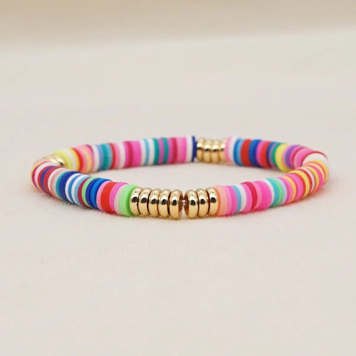 Fashion Letter Colorful Soft Clay Patchwork Pearl Bracelets