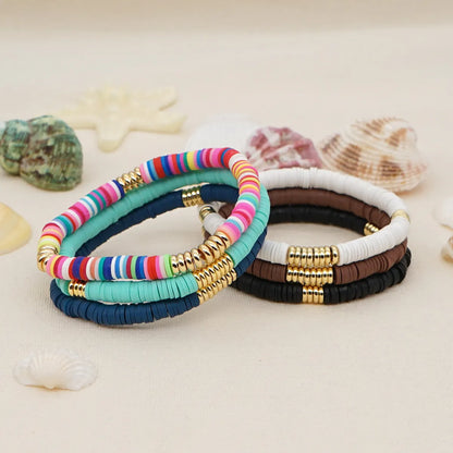 Fashion Letter Colorful Soft Clay Patchwork Pearl Bracelets