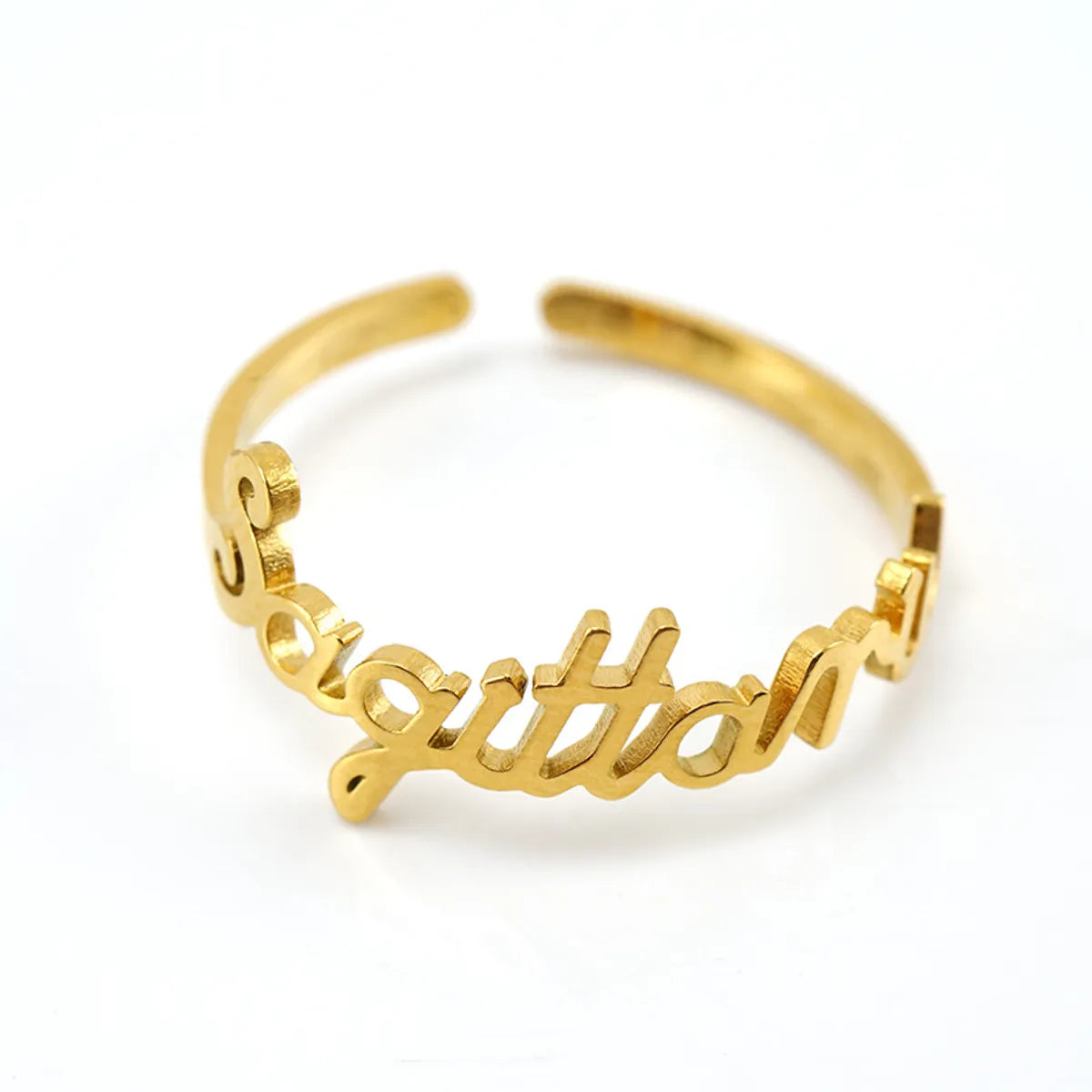 Fashion Letter Constellation Titanium Steel Gold Plated Open Ring