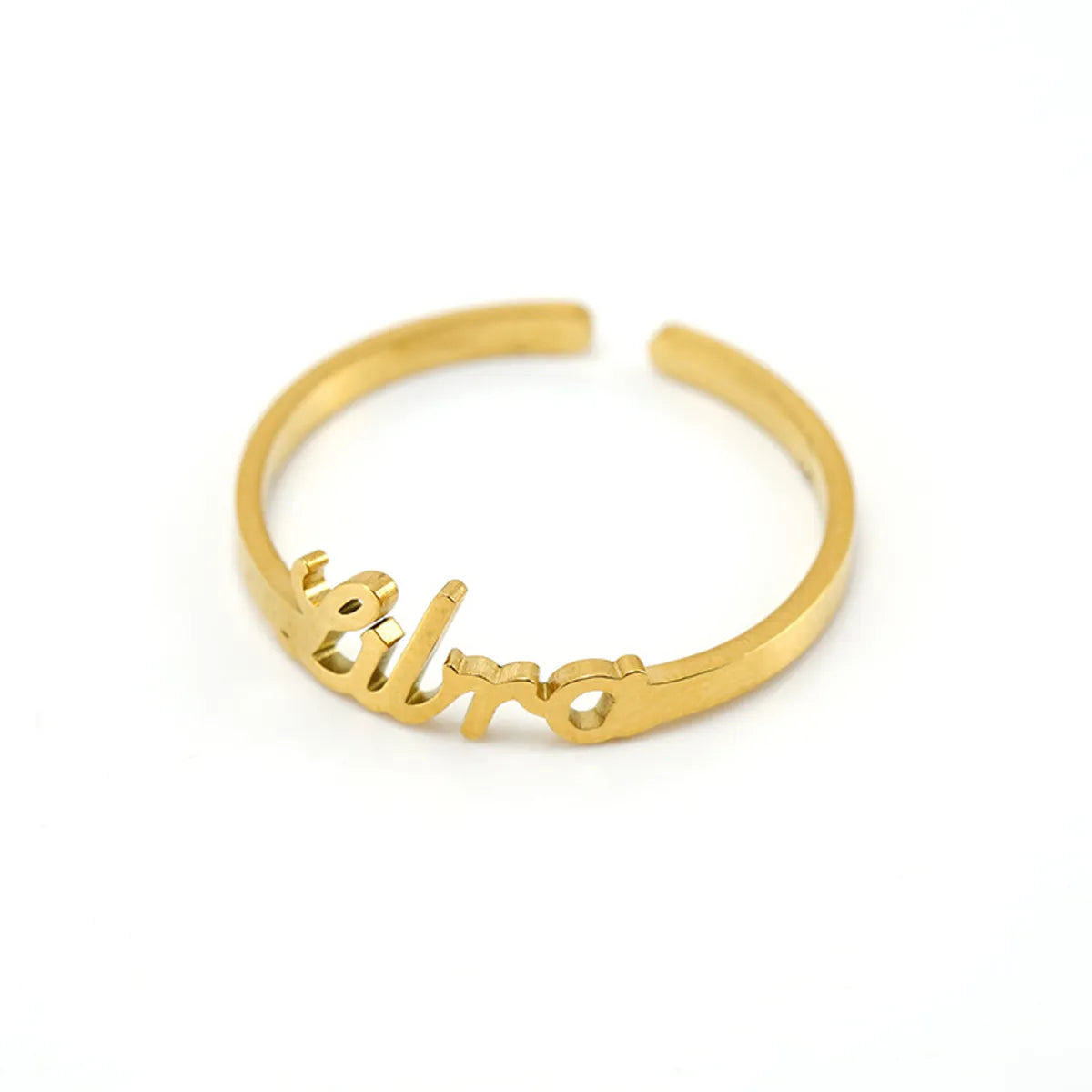 Fashion Letter Constellation Titanium Steel Gold Plated Open Ring