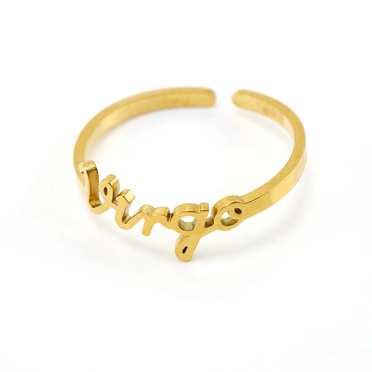 Fashion Letter Constellation Titanium Steel Gold Plated Open Ring