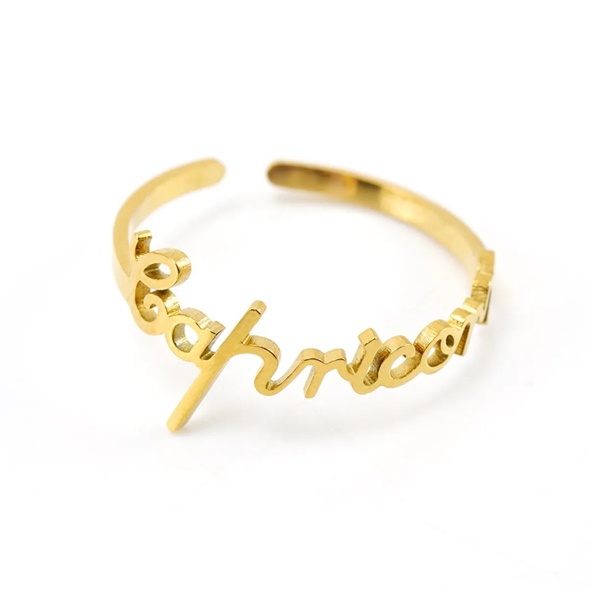 Fashion Letter Constellation Titanium Steel Gold Plated Open Ring