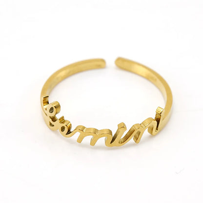 Fashion Letter Constellation Titanium Steel Gold Plated Open Ring