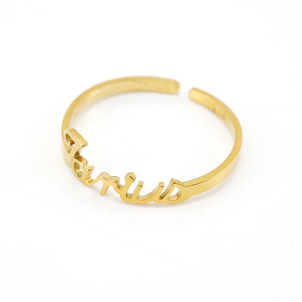 Fashion Letter Constellation Titanium Steel Gold Plated Open Ring