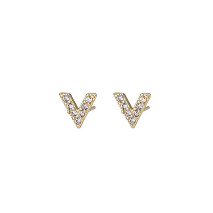 Fashion Letter Copper Inlay Zircon Ear Studs 1 Pair