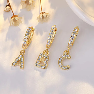 Fashion Letter Copper Plating Zircon Drop Earrings 1 Piece