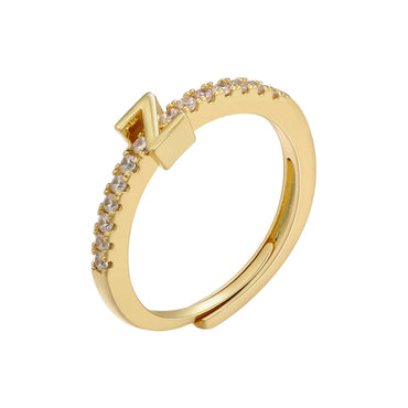 Fashion Letter Copper Plating Zircon Open Ring