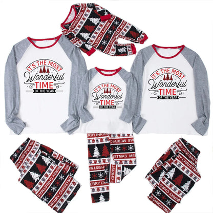 Fashion Letter Cotton Blend Printing Pants Sets Straight Pants T-Shirt Family Matching Outfits