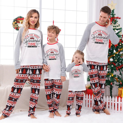 Fashion Letter Cotton Blend Printing Pants Sets Straight Pants T-Shirt Family Matching Outfits