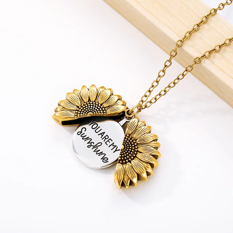 Fashion Letter Flower Alloy Plating Women'S Pendant Necklace 1 Piece