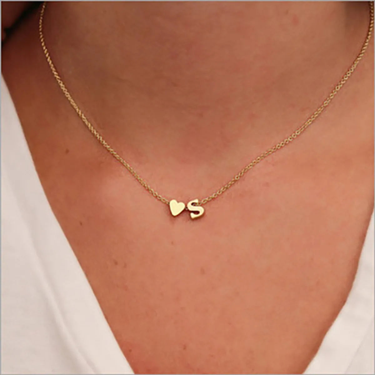 Fashion Letter Heart Shape Alloy Plating Necklace