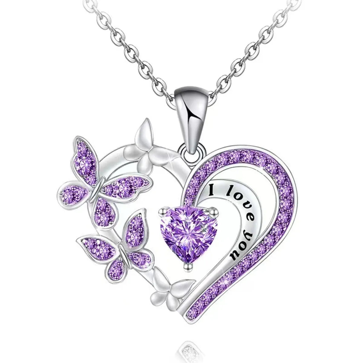 Fashion Letter Heart Shape Butterfly Alloy Inlay Rhinestones Valentine's Day Mother's Day Women's Pendant Necklace