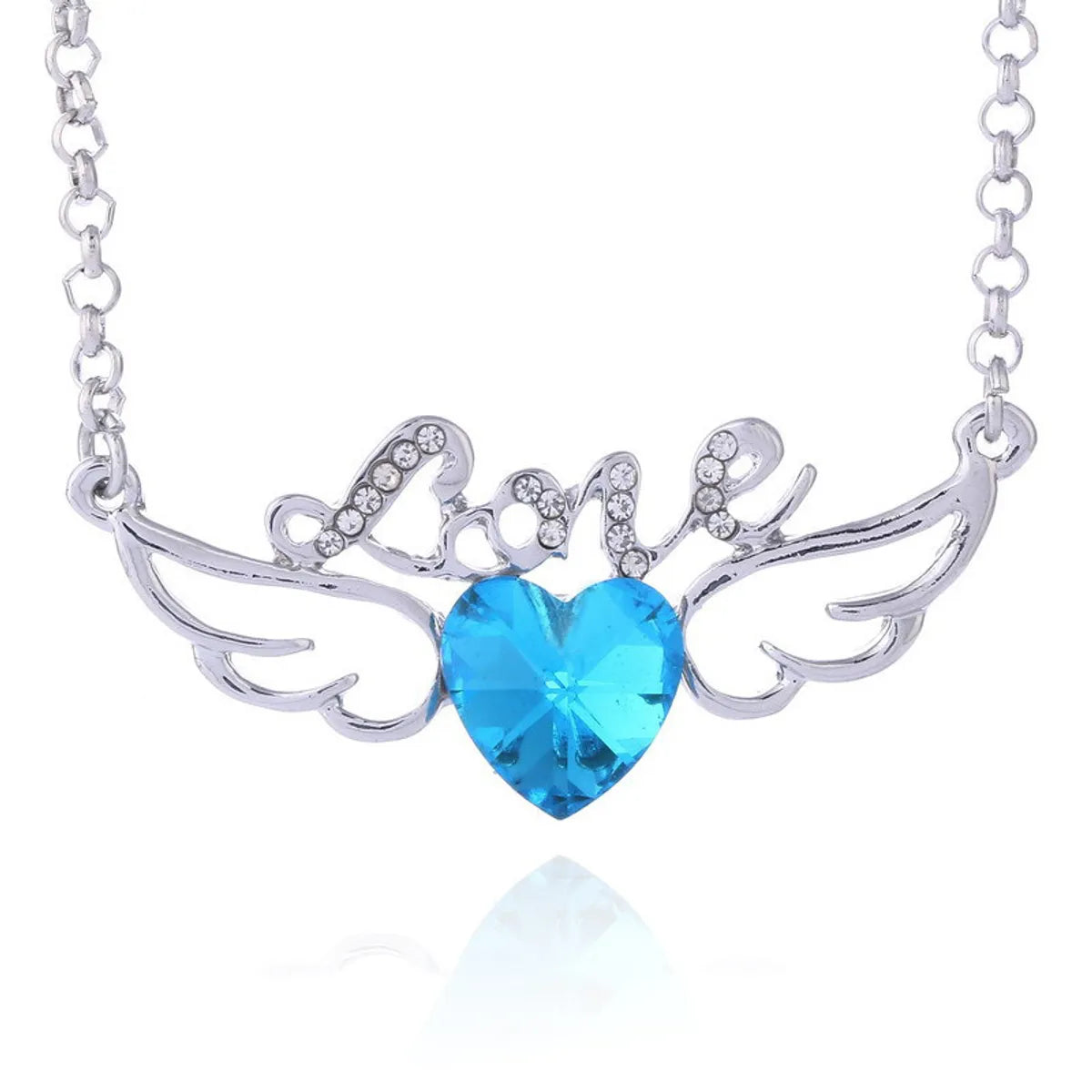 Fashion Letter Heart Shape Wings Alloy Inlay Artificial Crystal Valentine's Day Women's Necklace