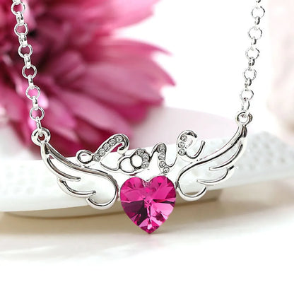 Fashion Letter Heart Shape Wings Alloy Inlay Artificial Crystal Valentine's Day Women's Necklace