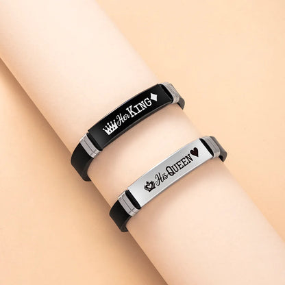 Simple Style Letter 304 Stainless Steel Silica Gel 304 Stainless Steel Black Plated