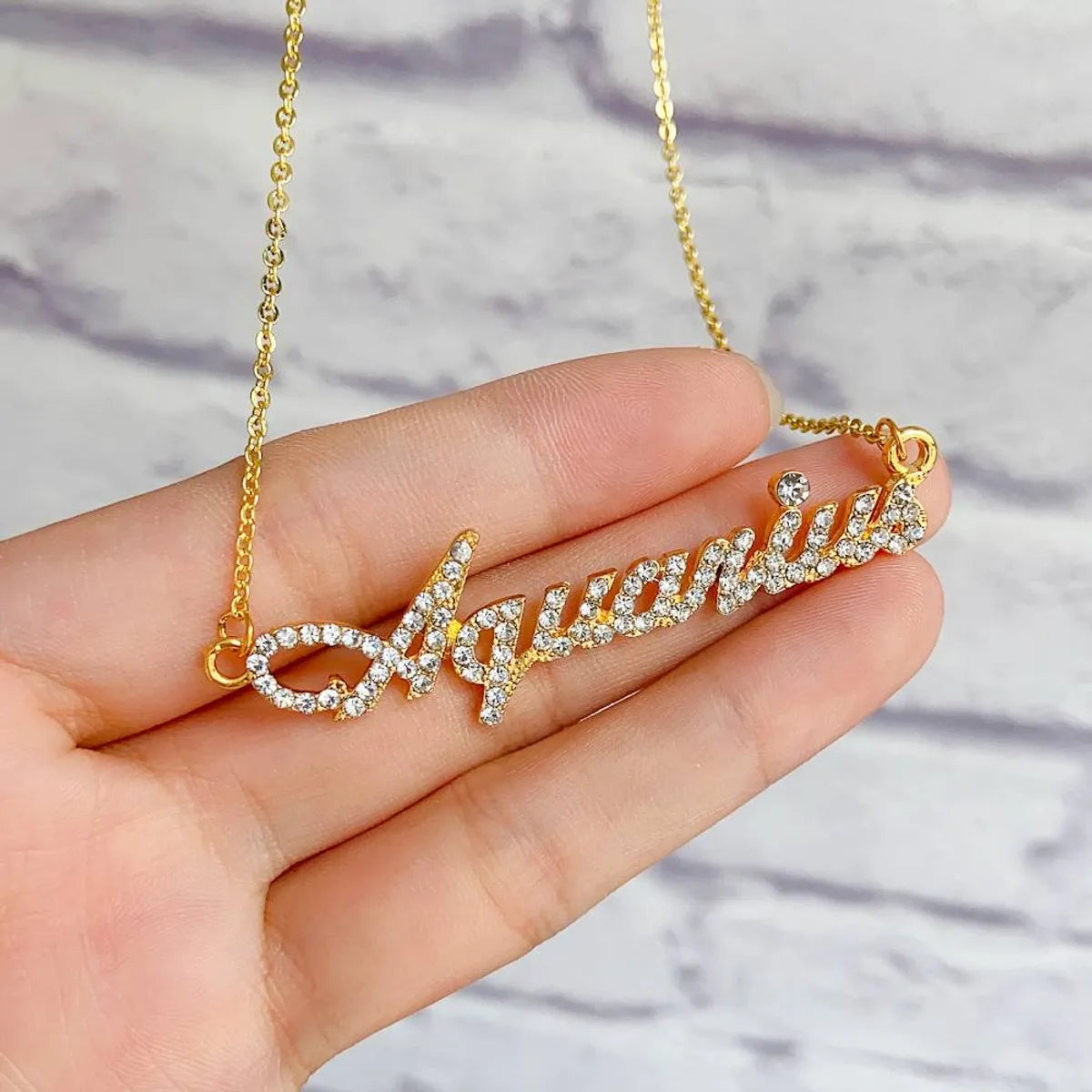 Fashion Letter Leaves Heart Shape Alloy Plating Rhinestones Women's Pendant Necklace 1 Piece