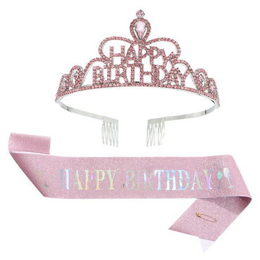 Fashion Letter Metal Inlay Crown 2 Piece Set