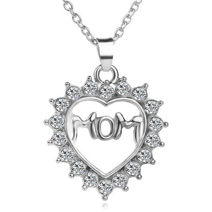 Fashion Letter Mom Necklace Sun Pattern Hollow Heart-shaped Alloy Necklace