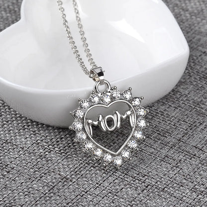 Fashion Letter Mom Necklace Sun Pattern Hollow Heart-shaped Alloy Necklace