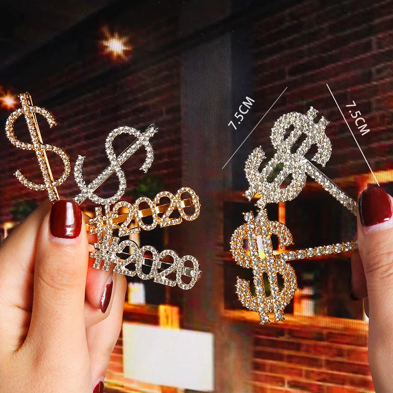 Fashion Letter Number Rhinestone Rhinestone Hair Clip