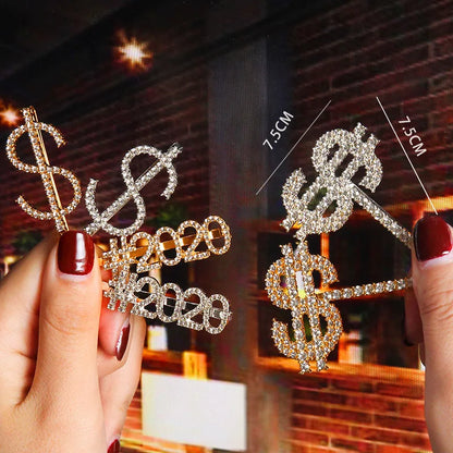 Fashion Letter Number Rhinestone Rhinestone Hair Clip