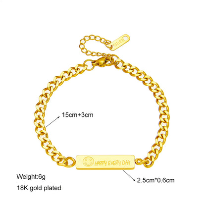 Fashion Letter Smile Face Titanium Steel Plating Bracelets