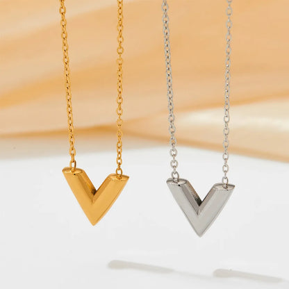 Fashion Letter Solid Color Stainless Steel Plating Necklace