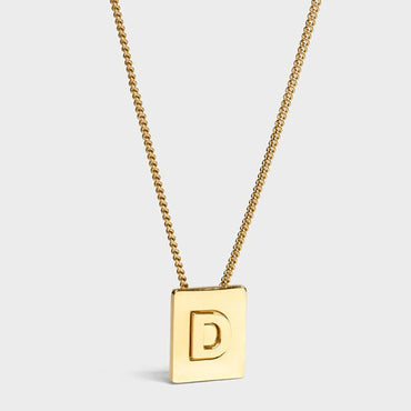 Fashion Letter Square Stainless Steel Pendant Necklace Gold Plated Stainless Steel Necklaces