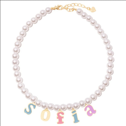 Wholesale Jewelry Fashion Letter 302 Stainless Steel Artificial Pearl Beaded Plating Pendant Necklace