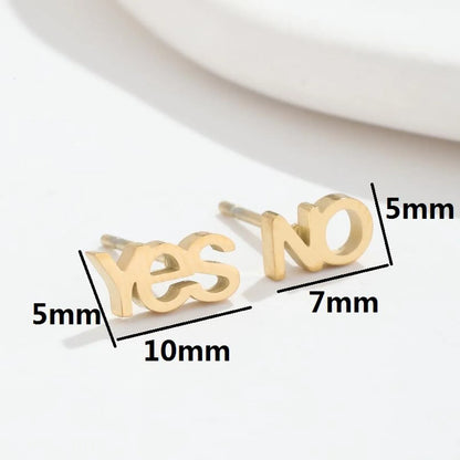 Fashion Letter Stainless Steel Asymmetrical Plating Hollow Out Ear Studs 1 Pair