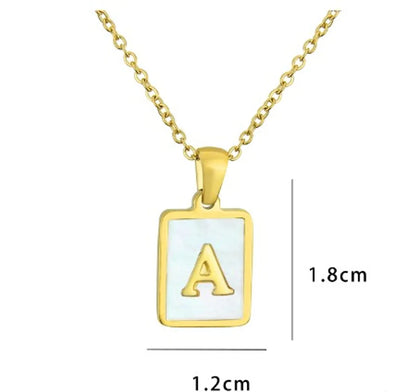 Fashion Letter Stainless Steel Inlay Shell Pendant Necklace 1 Piece