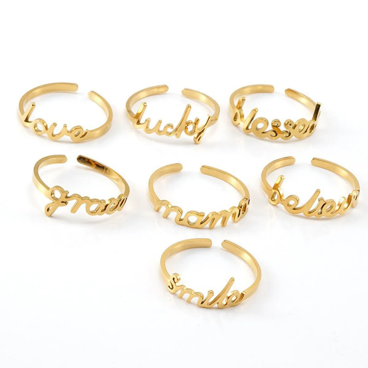 Fashion Letter Stainless Steel Open Ring 1 Piece