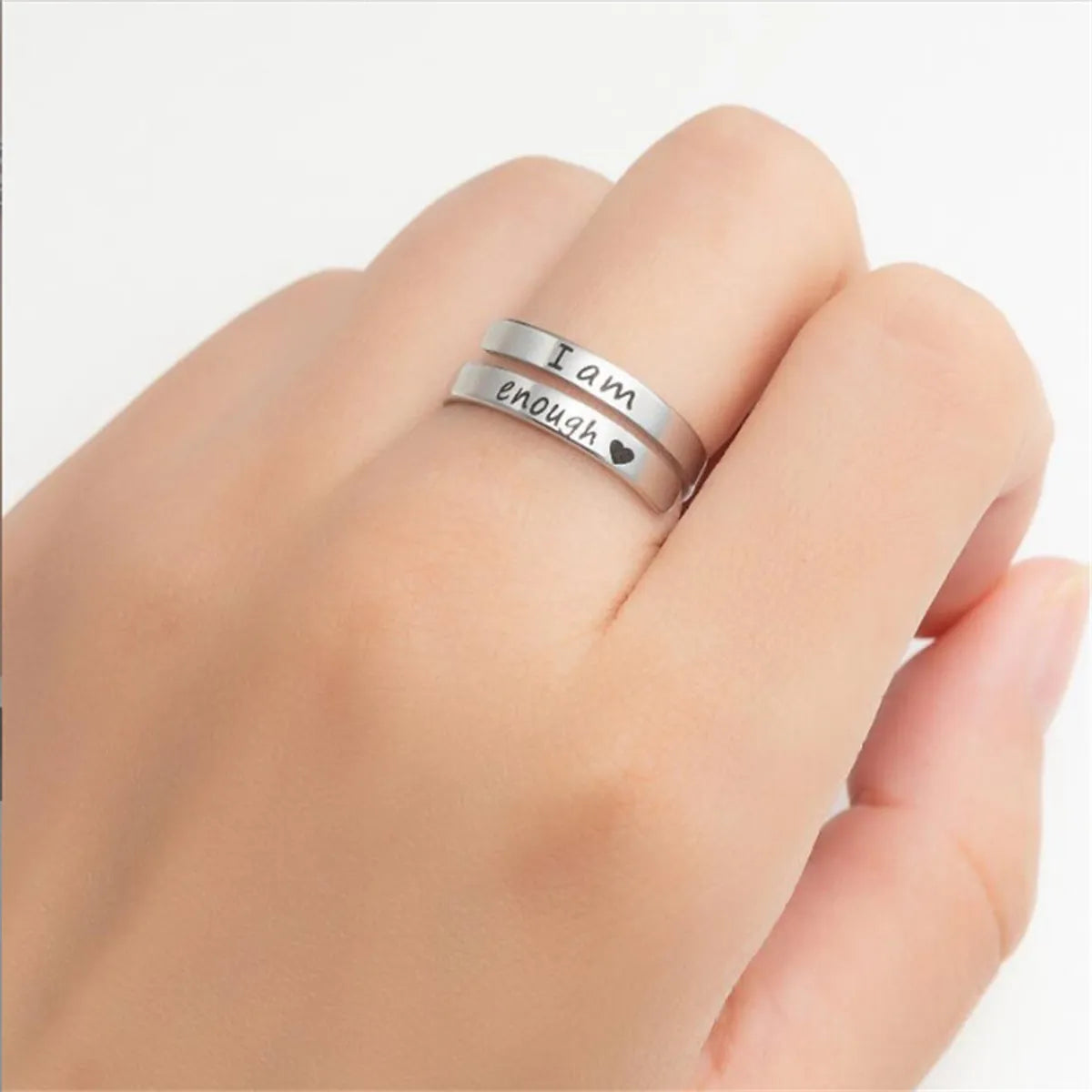 Fashion Letter Stainless Steel Plating Open Ring 1 Piece