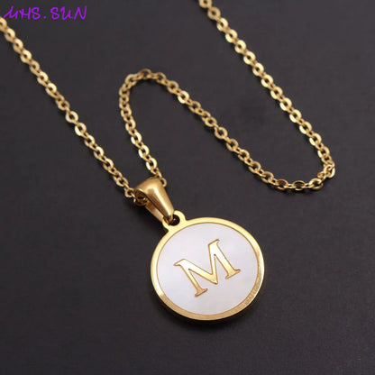 Fashion Letter Stainless Steel Plating Shell Pendant Necklace