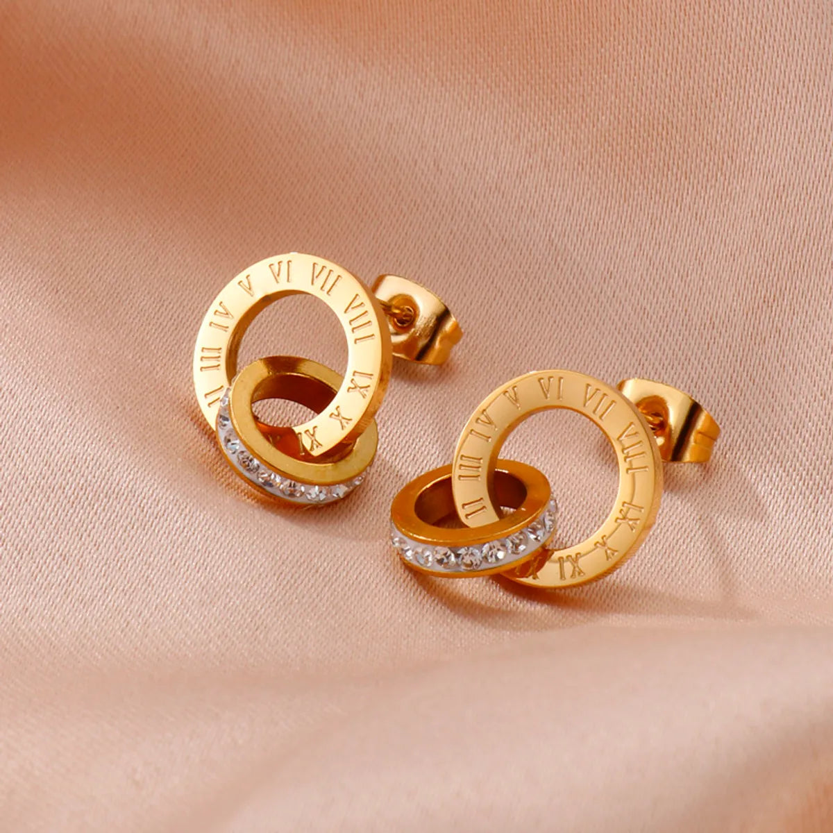 Fashion Letter Stainless Steel Plating Zircon Earrings 1 Pair