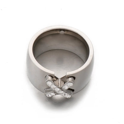 Fashion Letter Stainless Steel Rings Metal Rhinestones Stainless Steel Rings