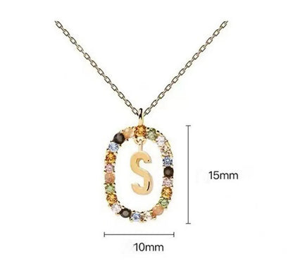 Fashion Letter Sterling Silver Plating Zircon Pendant Necklace