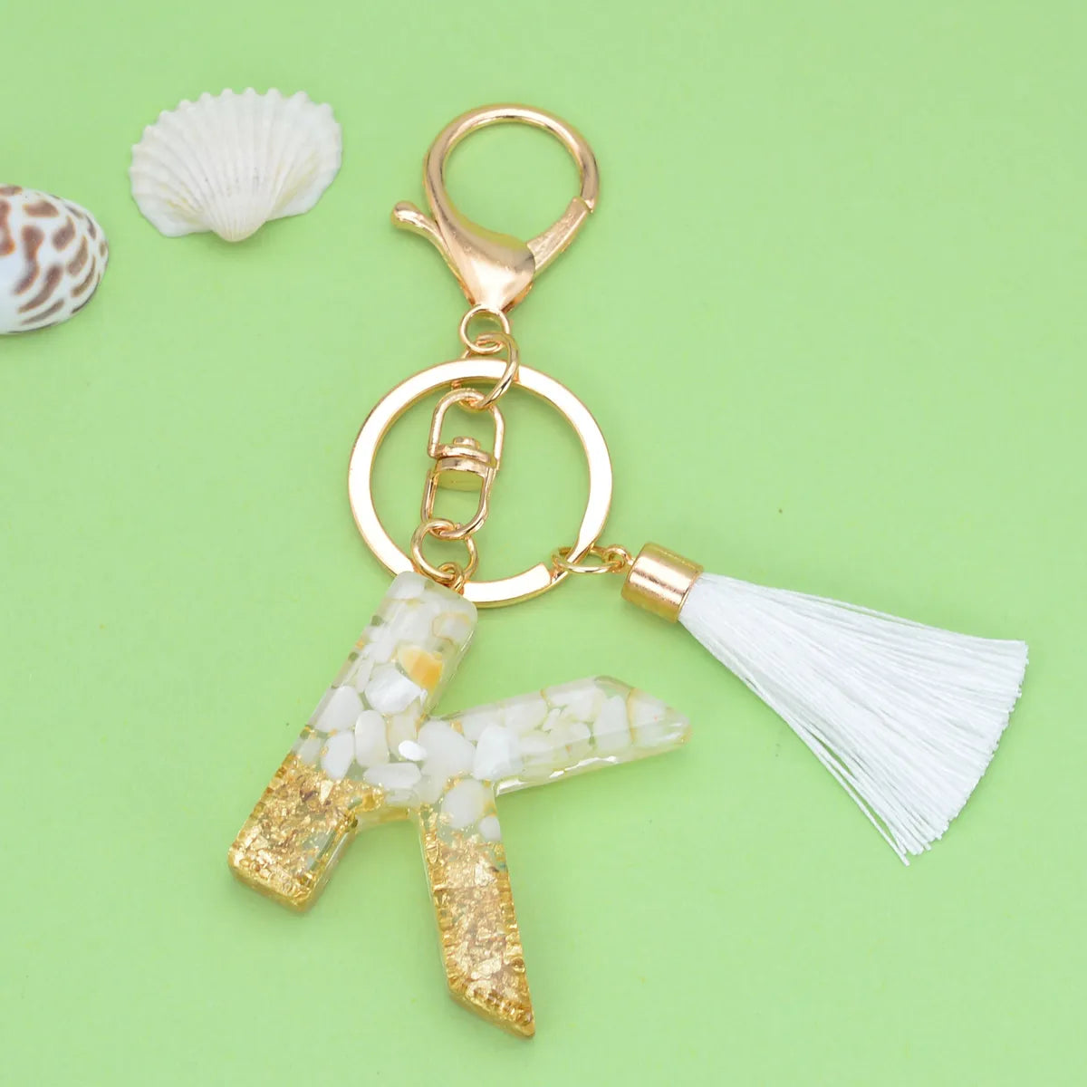 Fashion Letter Tassel Alloy Epoxy Bag Pendant Keychain 1 Piece