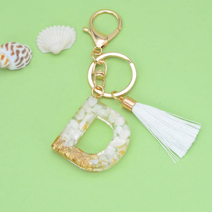 Fashion Letter Tassel Alloy Epoxy Bag Pendant Keychain 1 Piece