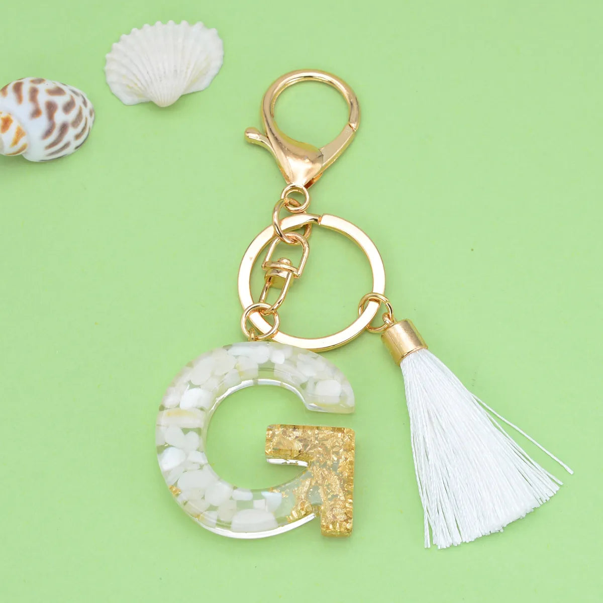 Fashion Letter Tassel Alloy Epoxy Bag Pendant Keychain 1 Piece