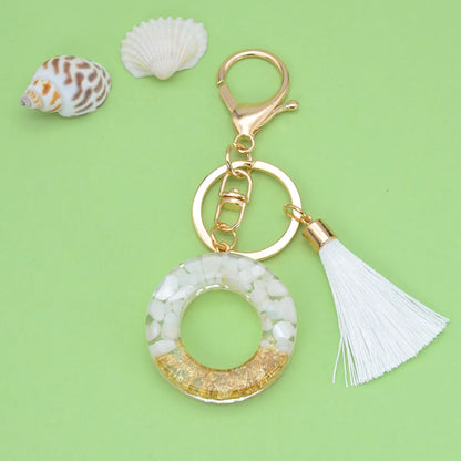 Fashion Letter Tassel Alloy Epoxy Bag Pendant Keychain 1 Piece