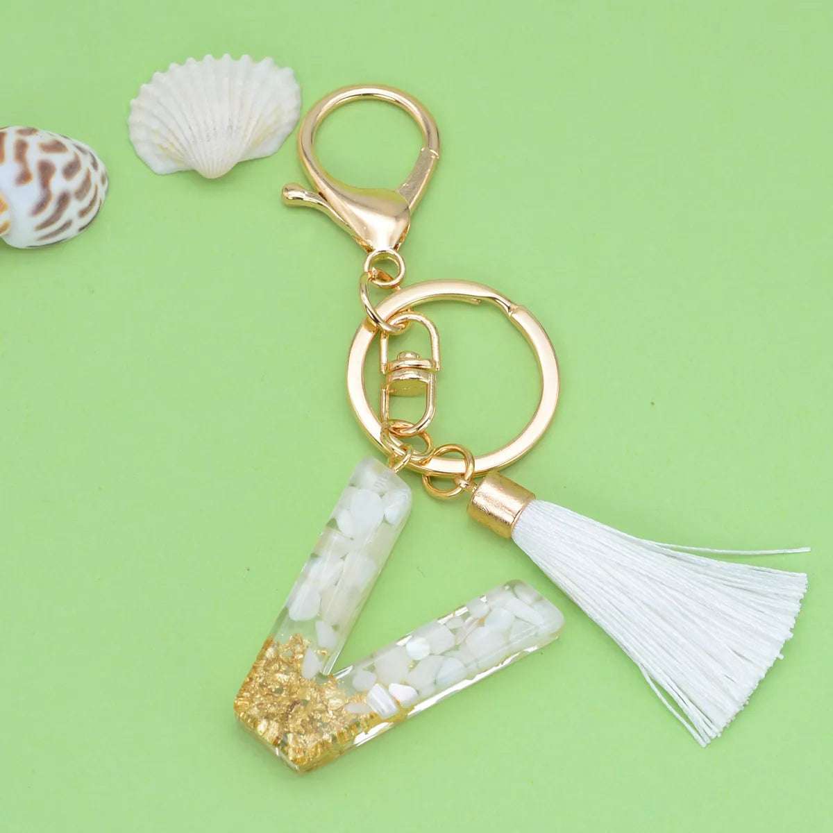 Fashion Letter Tassel Alloy Epoxy Bag Pendant Keychain 1 Piece