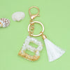 Fashion Letter Tassel Alloy Epoxy Bag Pendant Keychain 1 Piece