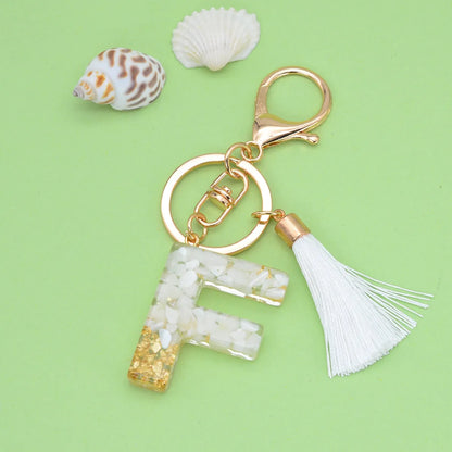 Fashion Letter Tassel Alloy Epoxy Bag Pendant Keychain 1 Piece