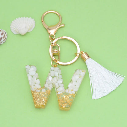 Fashion Letter Tassel Alloy Epoxy Bag Pendant Keychain 1 Piece