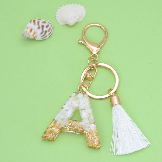 Fashion Letter Tassel Alloy Epoxy Bag Pendant Keychain 1 Piece